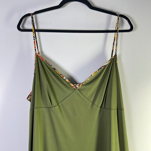 Cato Womens Sz XL Slip Dress Olive Green Spaghetti Strap Coquette Artsy Boho Y2K - Picture 3 of 11